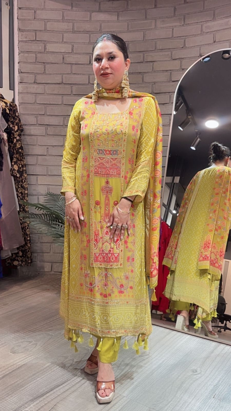 Gulzar Lime Digital C-Cut Designer suit