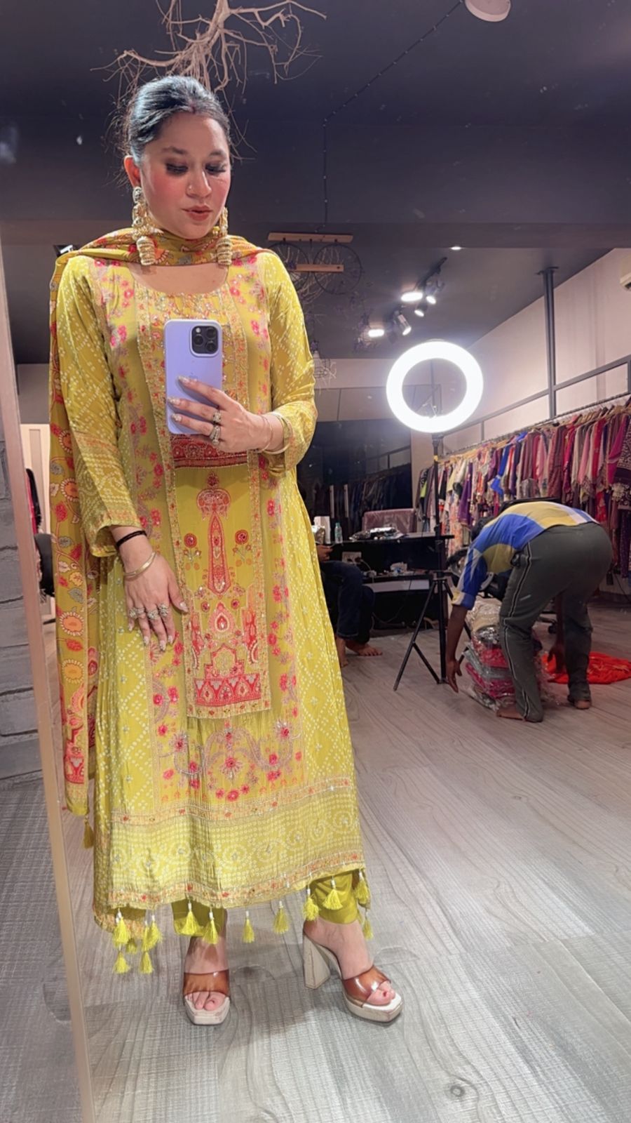 Gulzar Lime Digital C-Cut Designer suit
