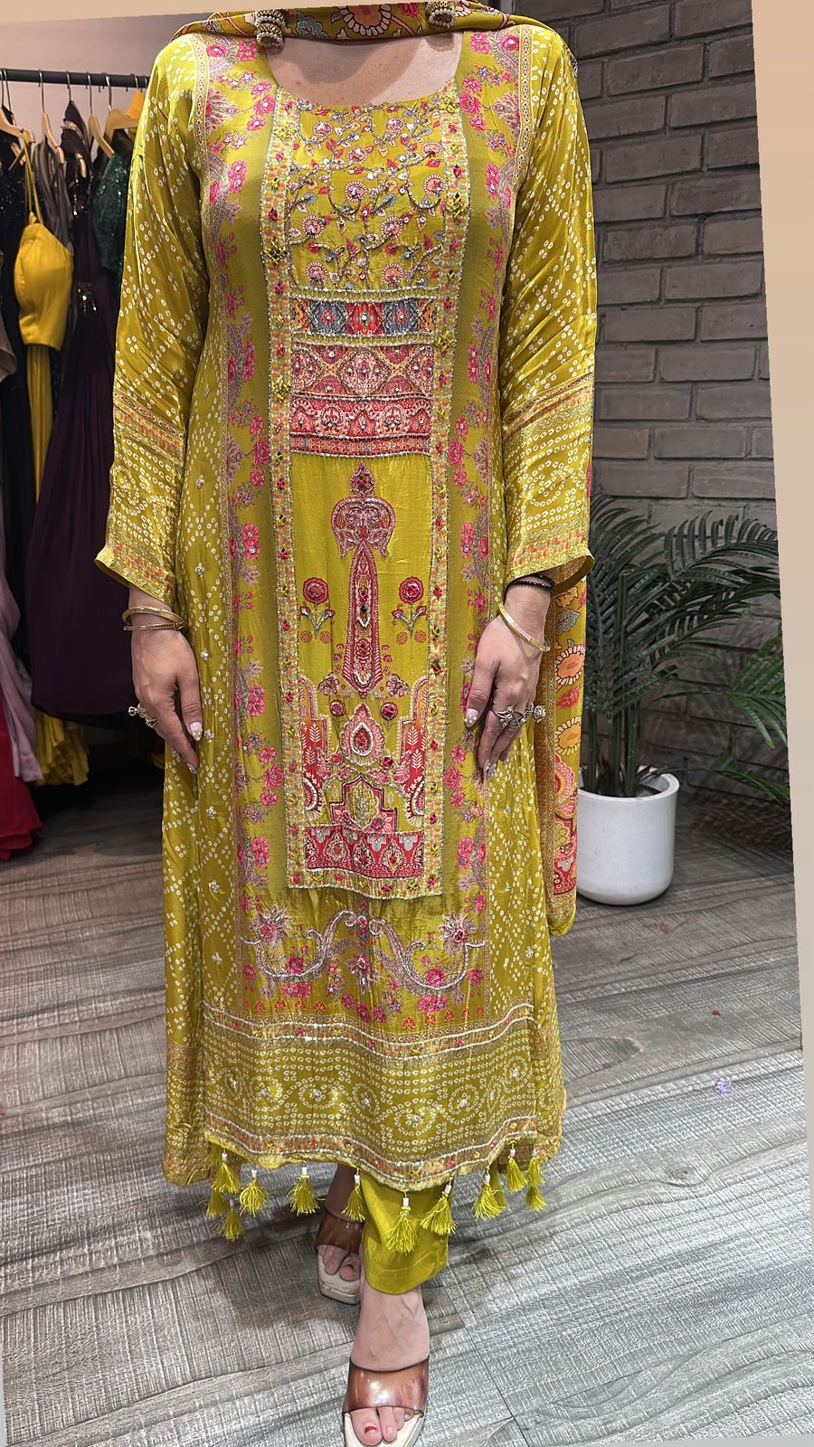 Gulzar Lime Digital C-Cut Designer suit