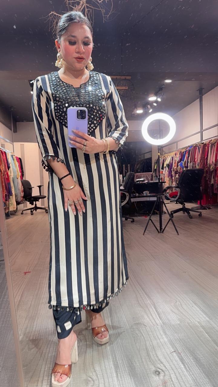Puzzle Black White Tunic Set
