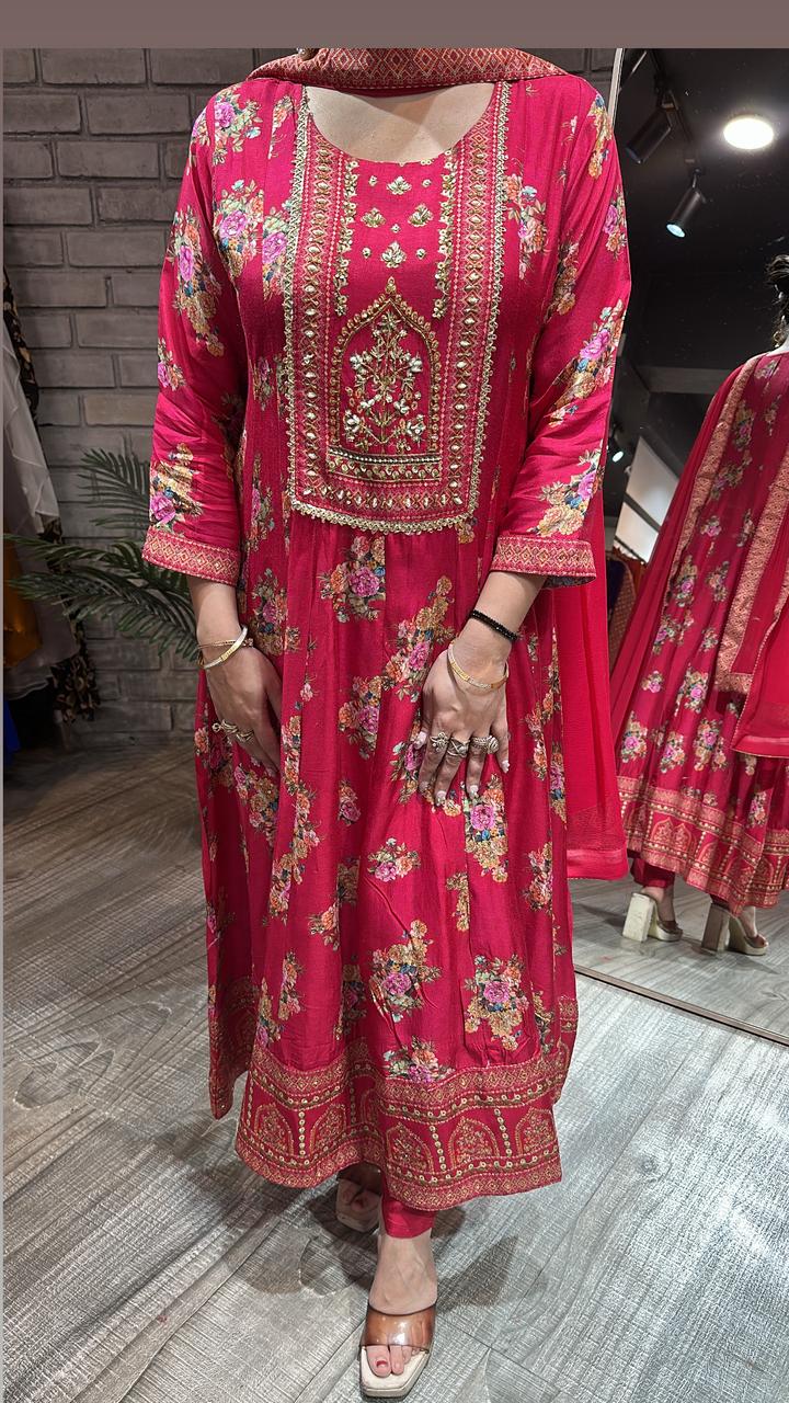 Gulzaar Digital katdana Anarkali suit