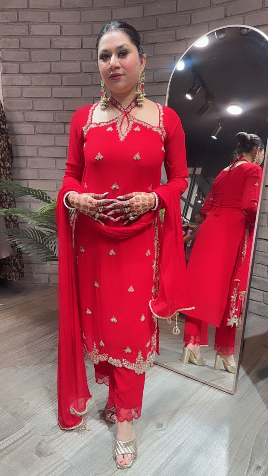Eknoor Red Crisscross Designer suit