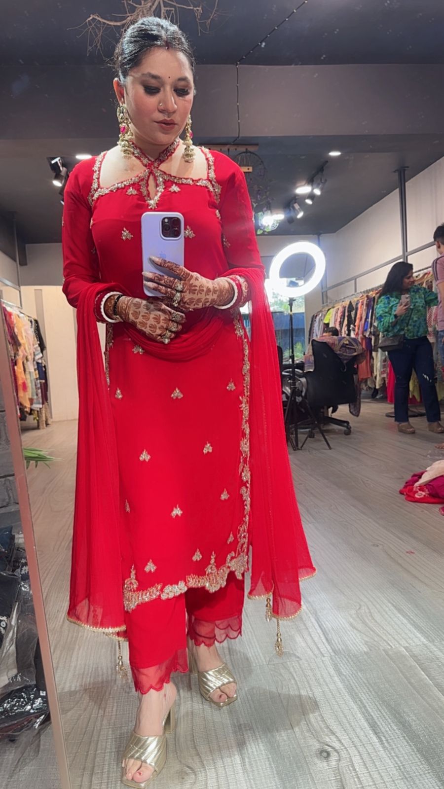 Eknoor Red Crisscross Designer suit
