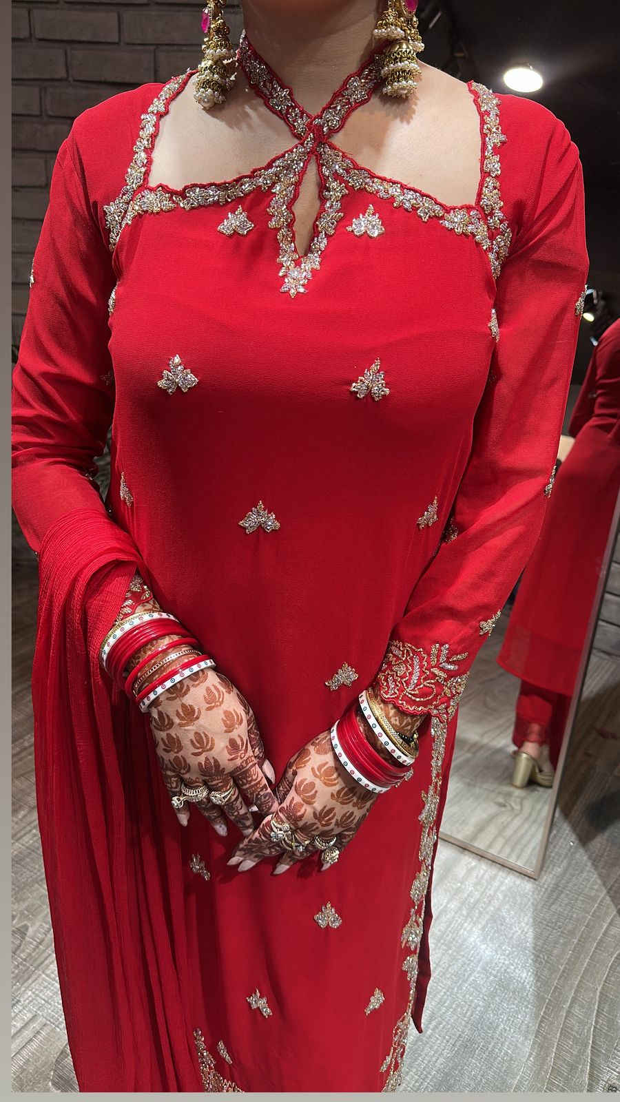 Eknoor Red Crisscross Designer suit