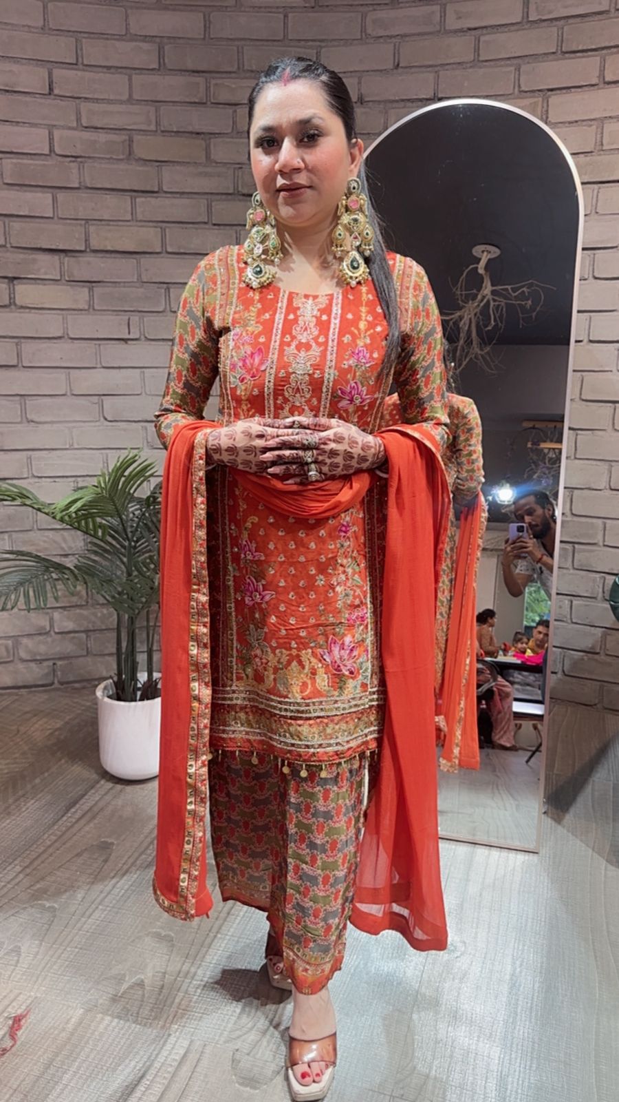 Imarti Rust C-cut printed suit 3pc