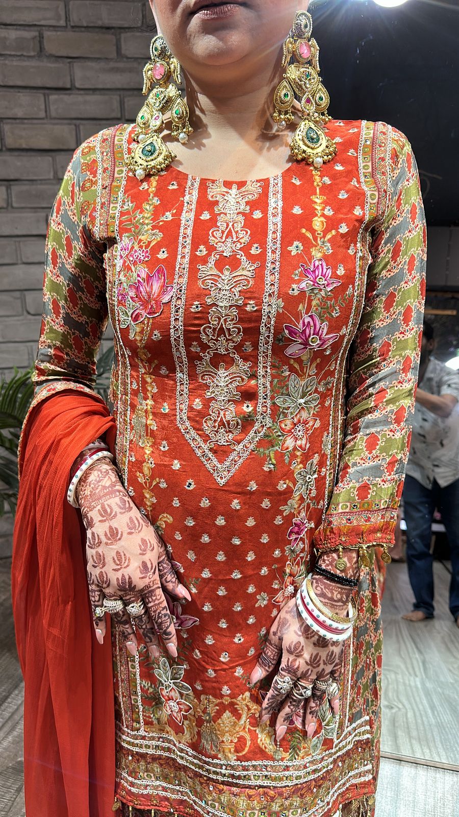 Imarti Rust C-cut printed suit 3pc