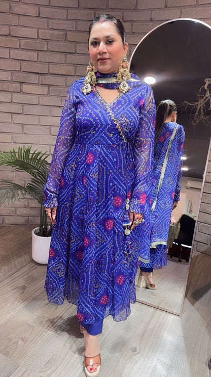 Jaipur Blue leheria suit