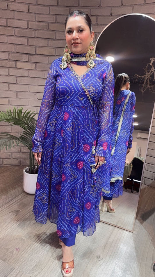 Jaipur Blue leheria suit