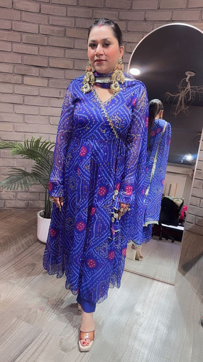 Jaipur Blue leheria suit