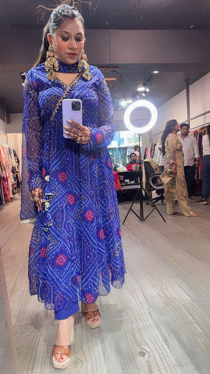 Jaipur Blue leheria suit