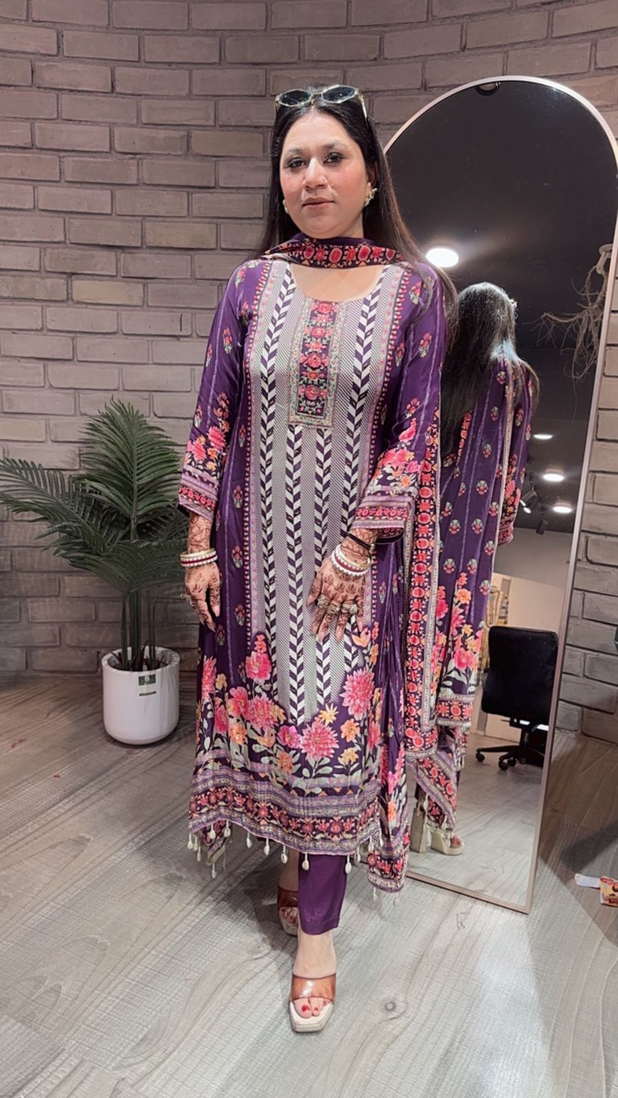 Tulsi Purple Digital C-Cut Designer suit