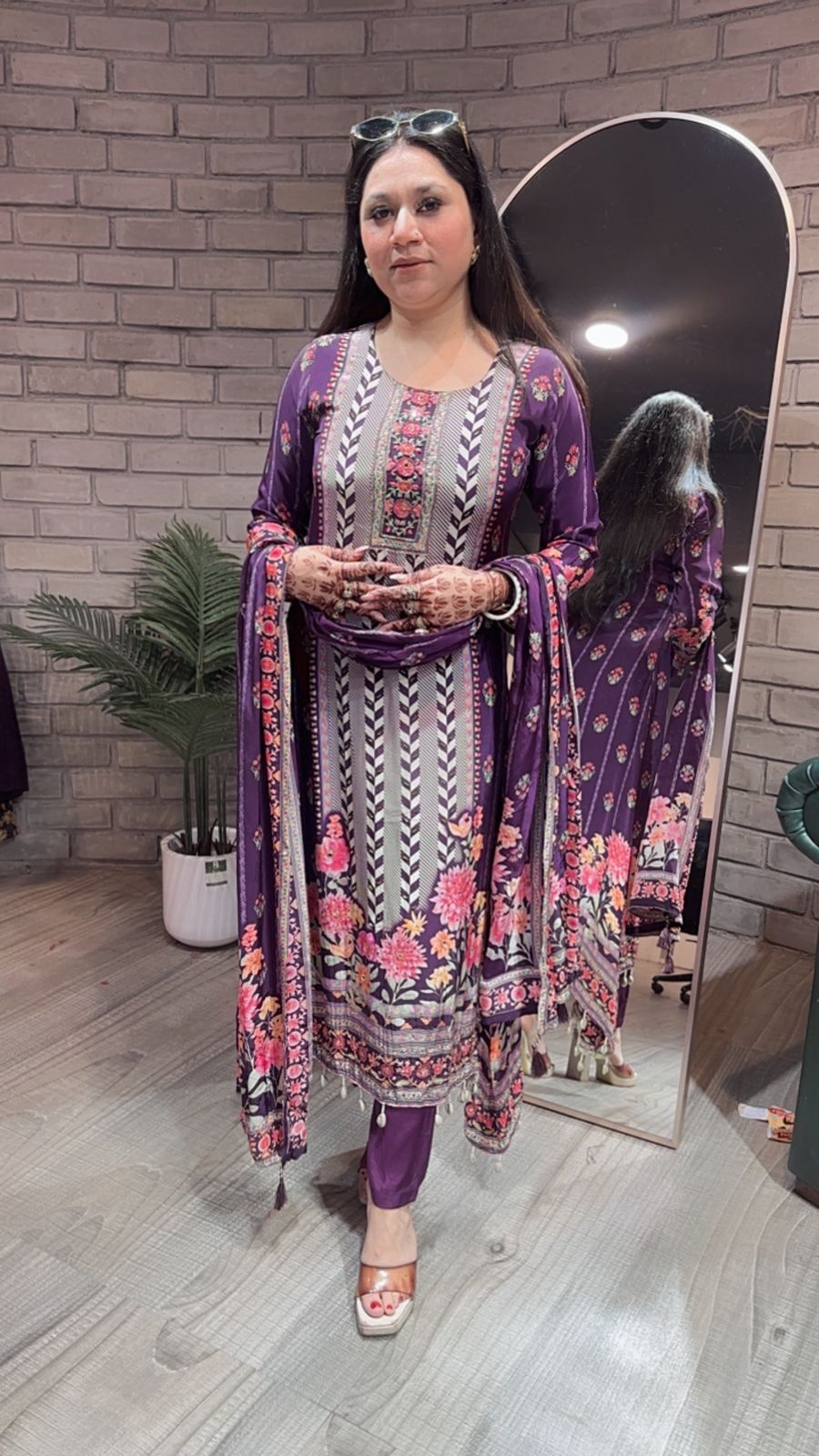 Tulsi Purple Digital C-Cut Designer suit