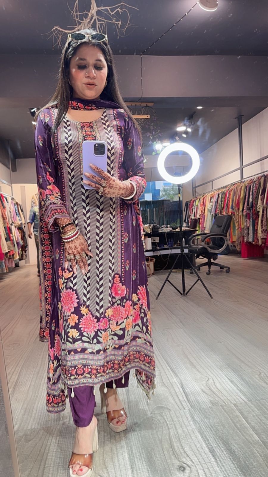 Tulsi Purple Digital C-Cut Designer suit