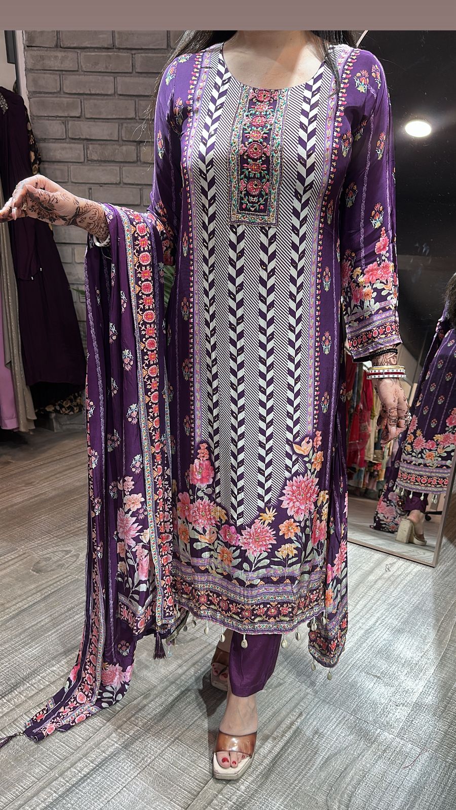 Tulsi Purple Digital C-Cut Designer suit
