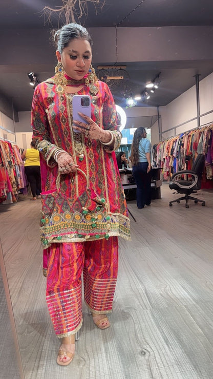 Pataka Multicolor Farsi Potli suit