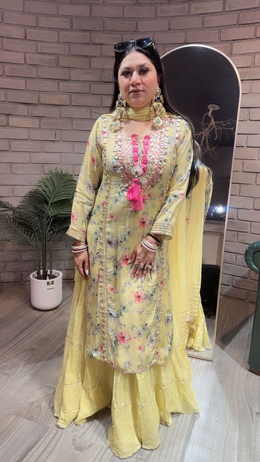 Khubani lime Yellow Gotta pati 1pc Suit