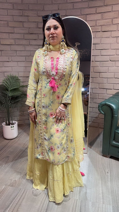 Khubani lime Yellow Gotta pati 1pc Suit