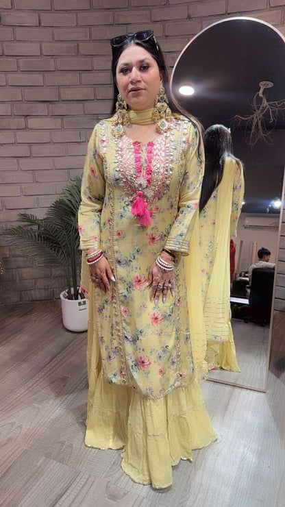 Khubani lime Yellow Gotta pati 1pc Suit