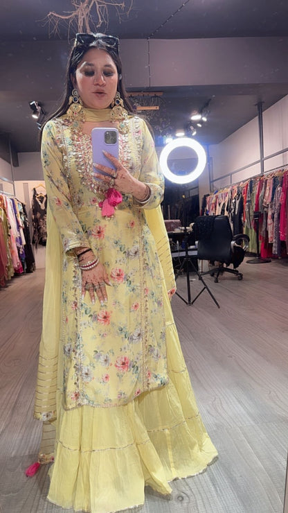 Khubani lime Yellow Gotta pati 1pc Suit