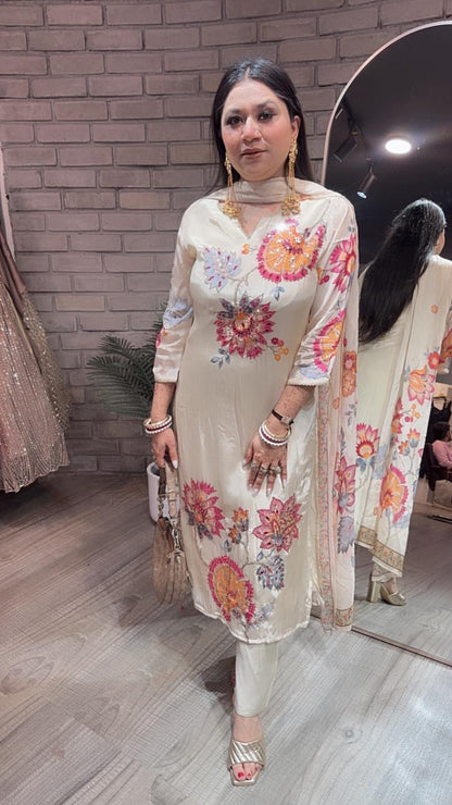 Muskan ivory Floral Suit