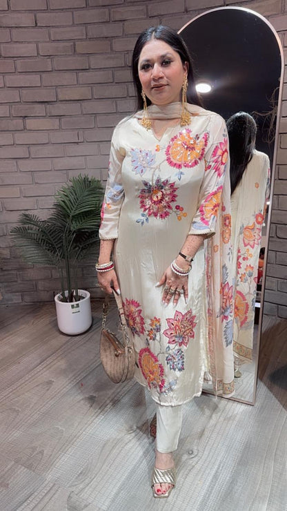 Muskan ivory Floral Suit