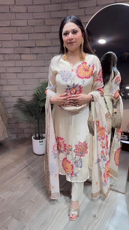 Muskan ivory Floral Suit