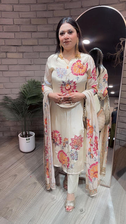 Muskan ivory Floral Suit