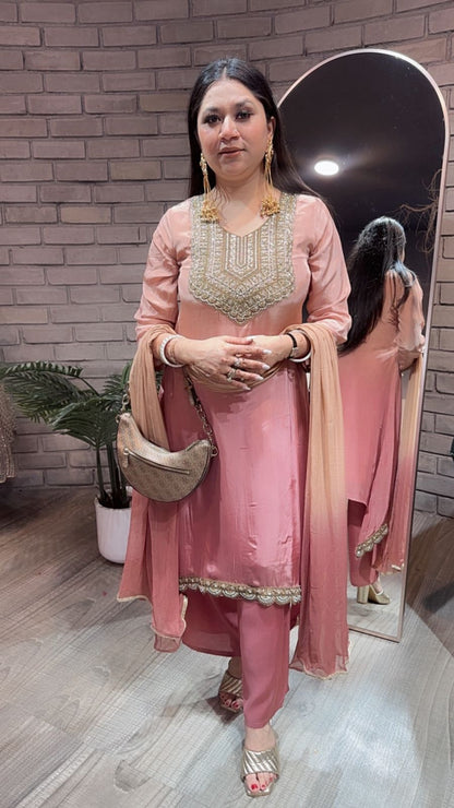 Kriti Designer onion Ombré C-Cut Style Suit