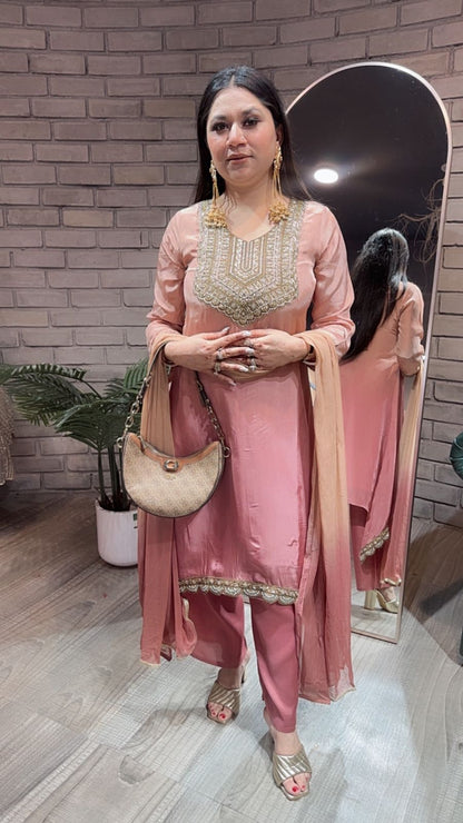 Kriti Designer onion Ombré C-Cut Style Suit