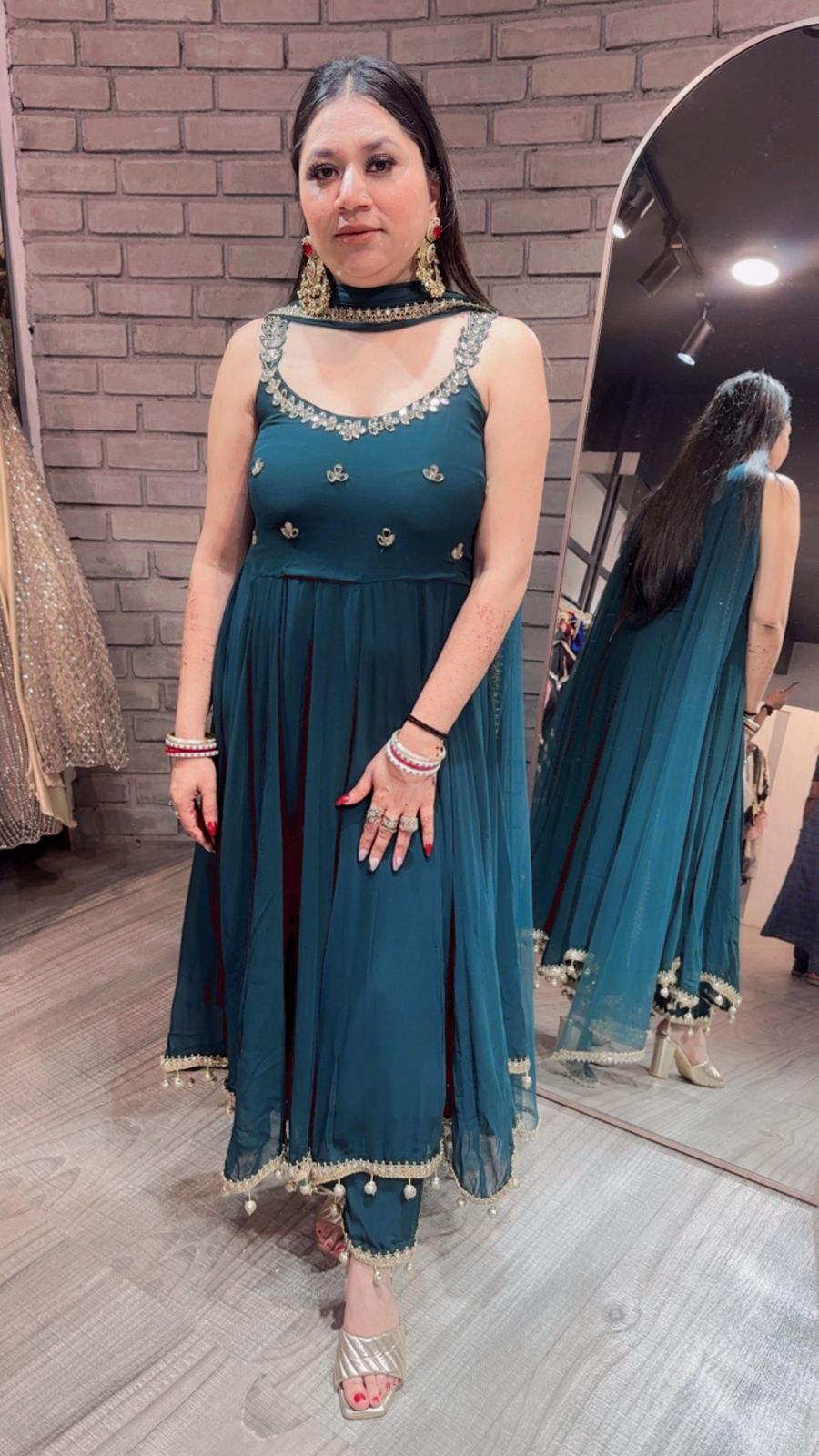 Deepavali Bottel Green Anarkali Suit