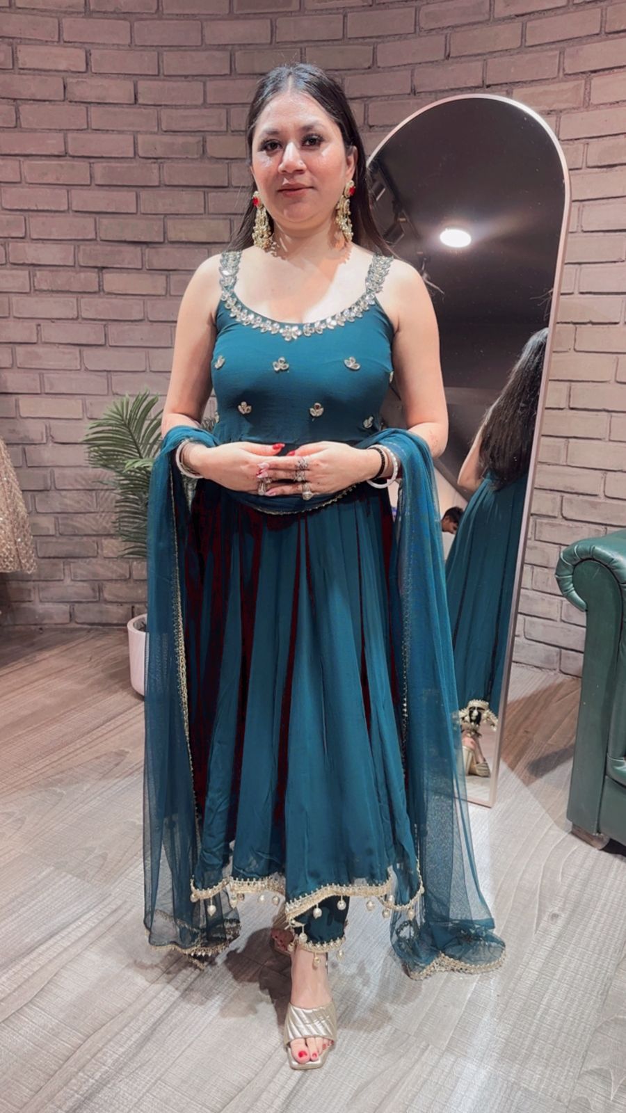 Deepavali Bottel Green Anarkali Suit