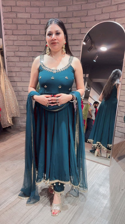 Deepavali Bottel Green Anarkali Suit