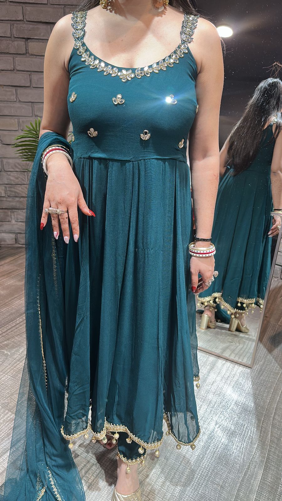 Deepavali Bottel Green Anarkali Suit