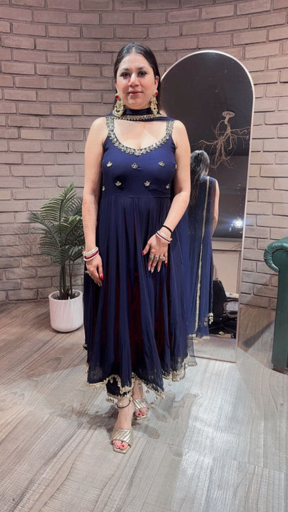 Deepavali Navy Blue Anarkali Suit