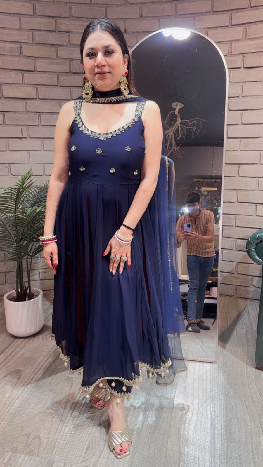 Deepavali Navy Blue Anarkali Suit