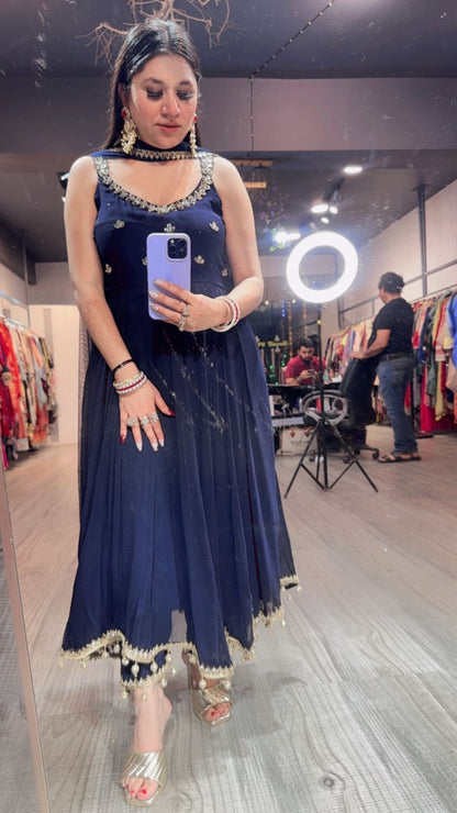 Deepavali Navy Blue Anarkali Suit