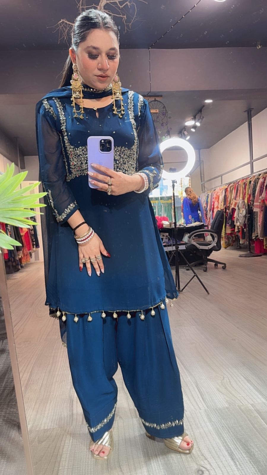 Diya Teal Blue Farshi salwar Suit