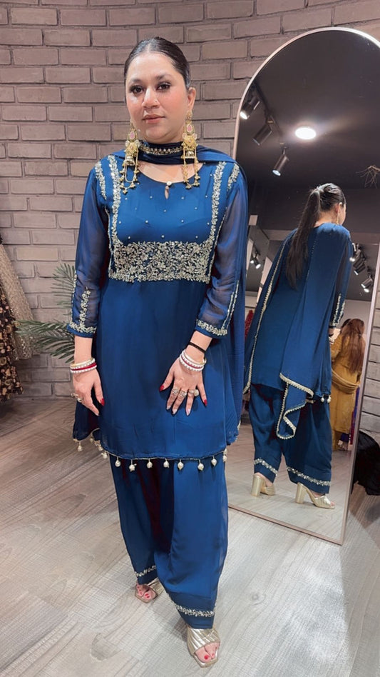 Diya Teal Blue Farshi salwar Suit