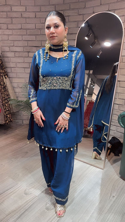 Diya Teal Blue Farshi salwar Suit