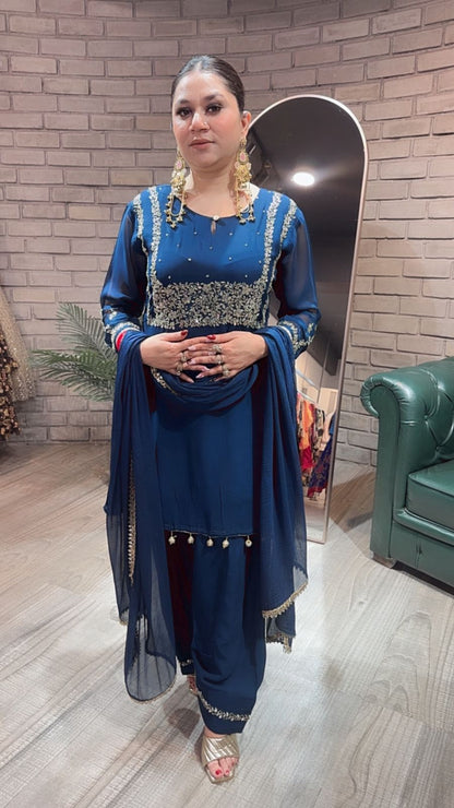 Diya Teal Blue Farshi salwar Suit