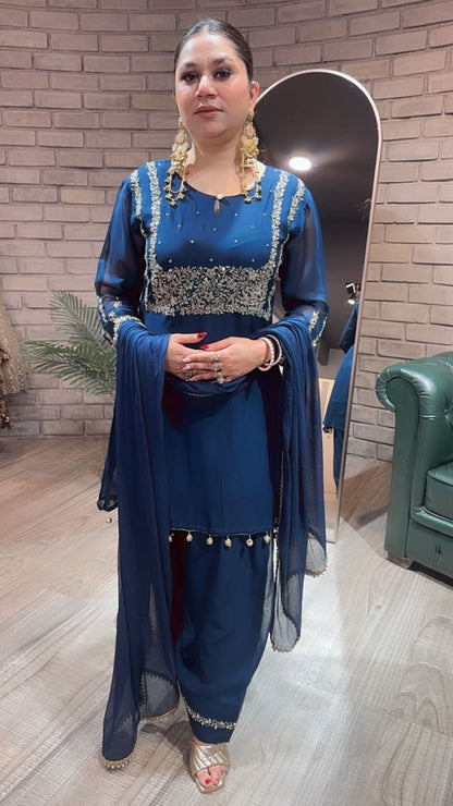 Diya Teal Blue Farshi salwar Suit