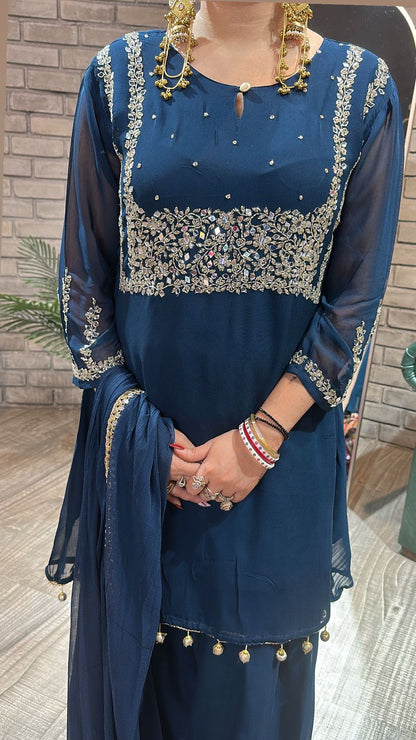 Diya Teal Blue Farshi salwar Suit