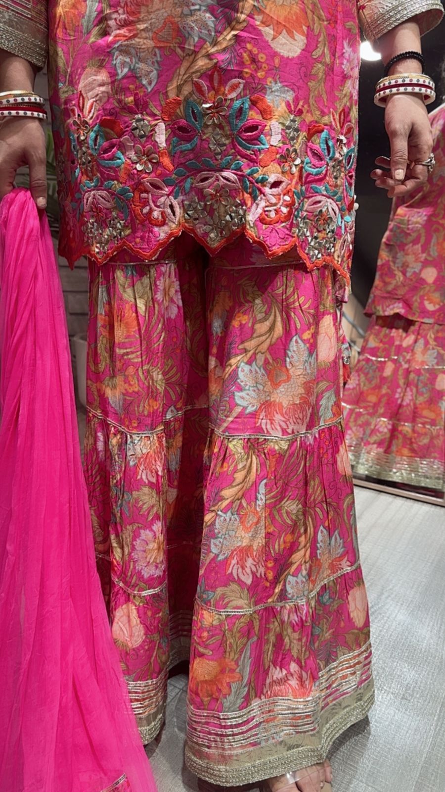 Bhai dooj pink Digital Print Sharara suit