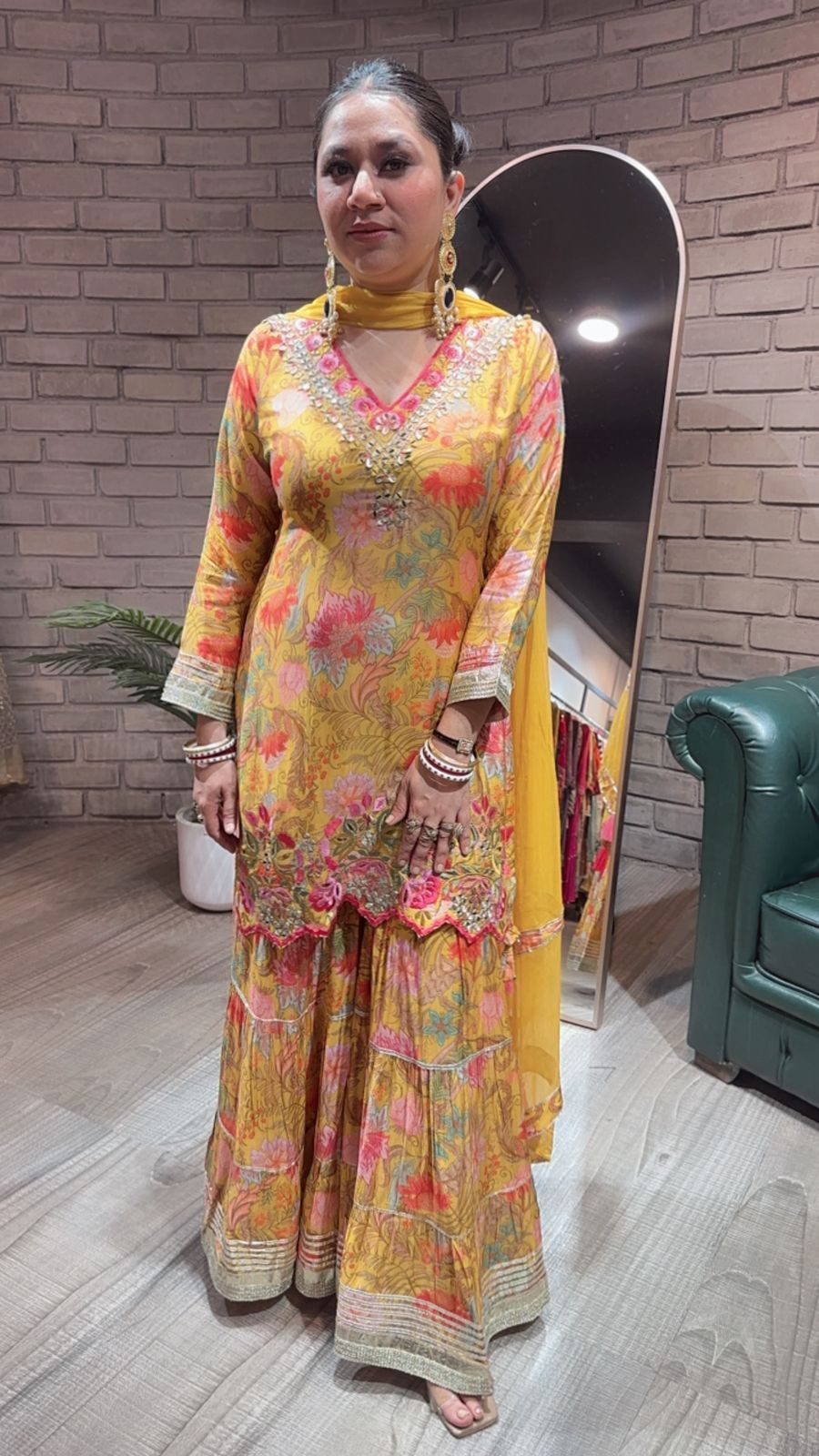 Bhai Dooj Musturd Digital Print Sharara Suit