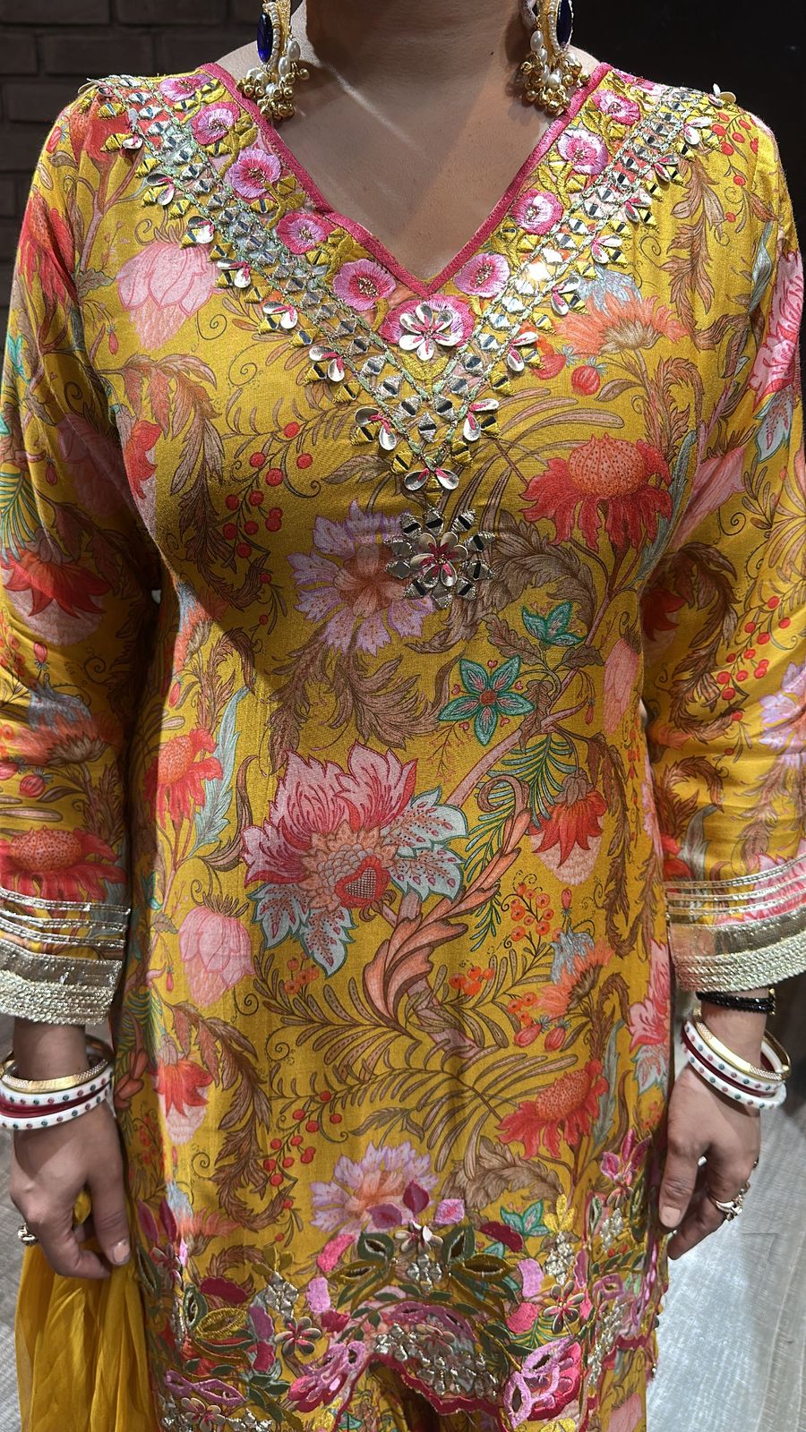 Bhai Dooj Musturd Digital Print Sharara Suit