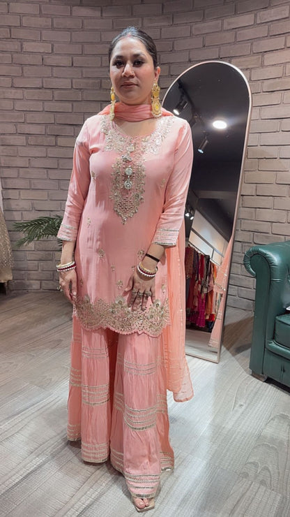 Deewaniyat Peach Sharara Suit