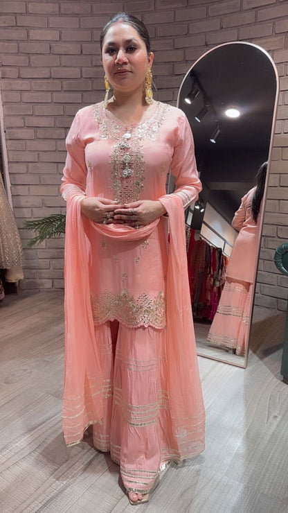 Deewaniyat Peach Sharara Suit