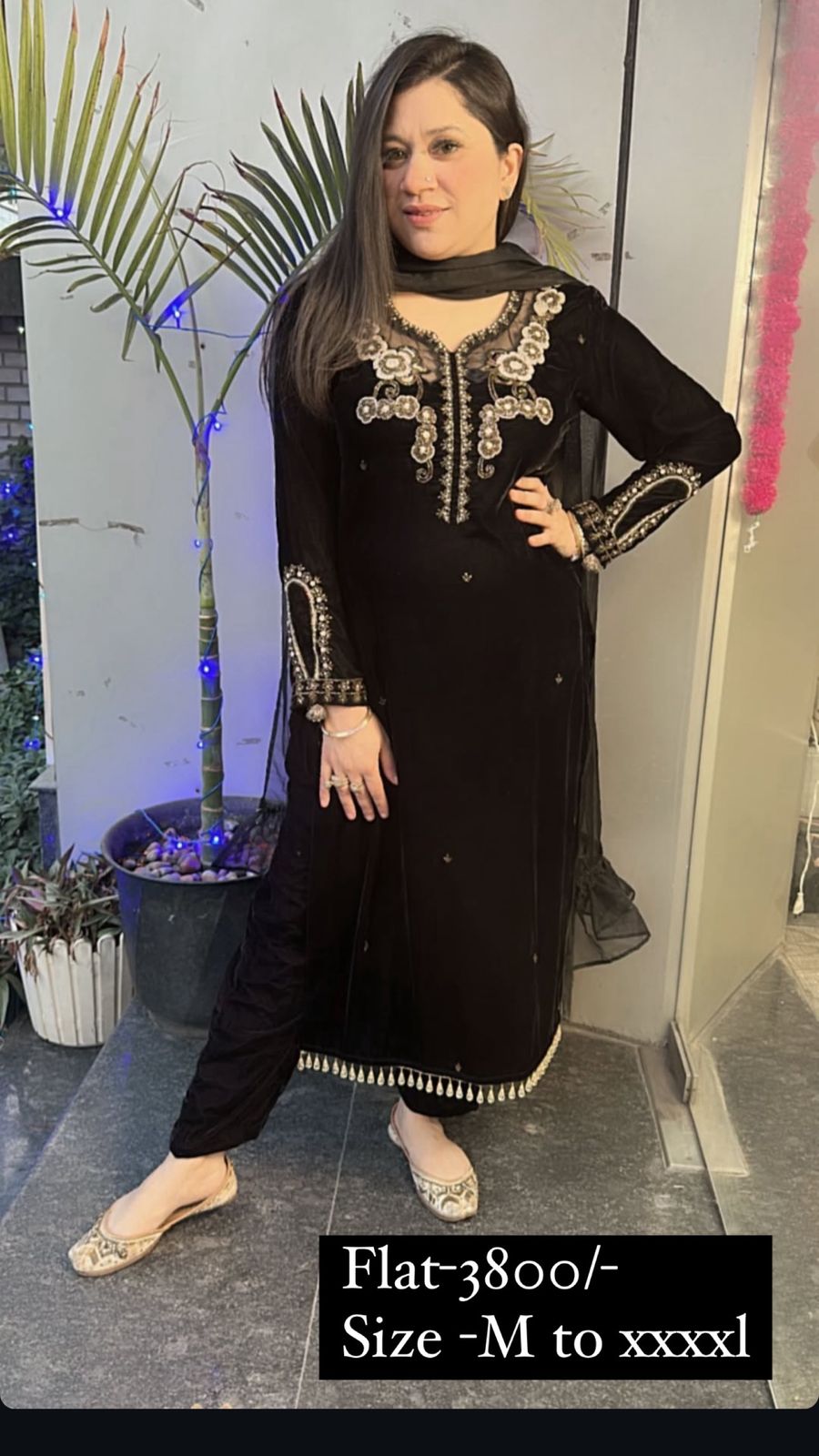 Celebrity Black Handwork velvet suit