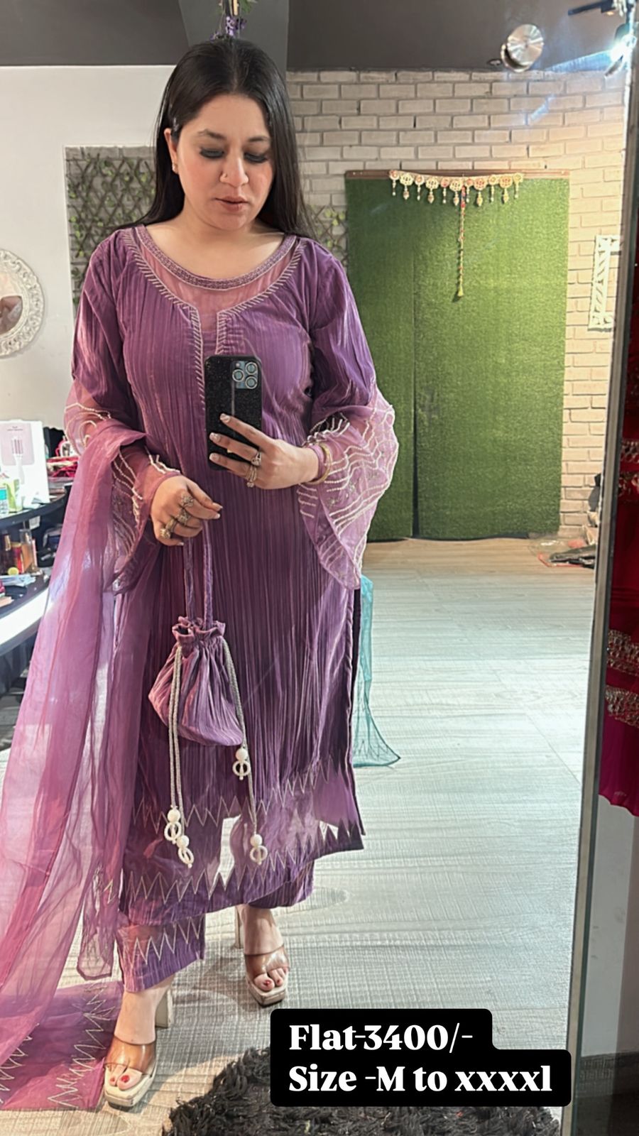 Yamini purple cut work potli Suit