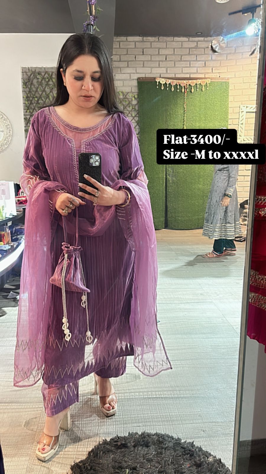 Yamini purple cut work potli Suit
